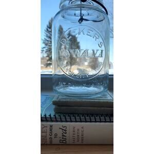Old DECKER'S IOWANA glass lid fruit jar, Mason City Iowa jar.